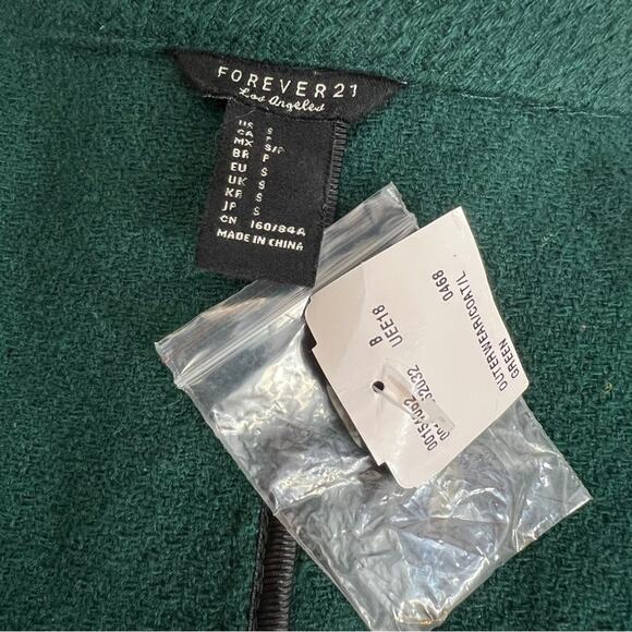 FOREVER 21 🎄Kelly Green oversized jacket unlined NEW WITH TAGS SZ 8 - Picture 7 of 12